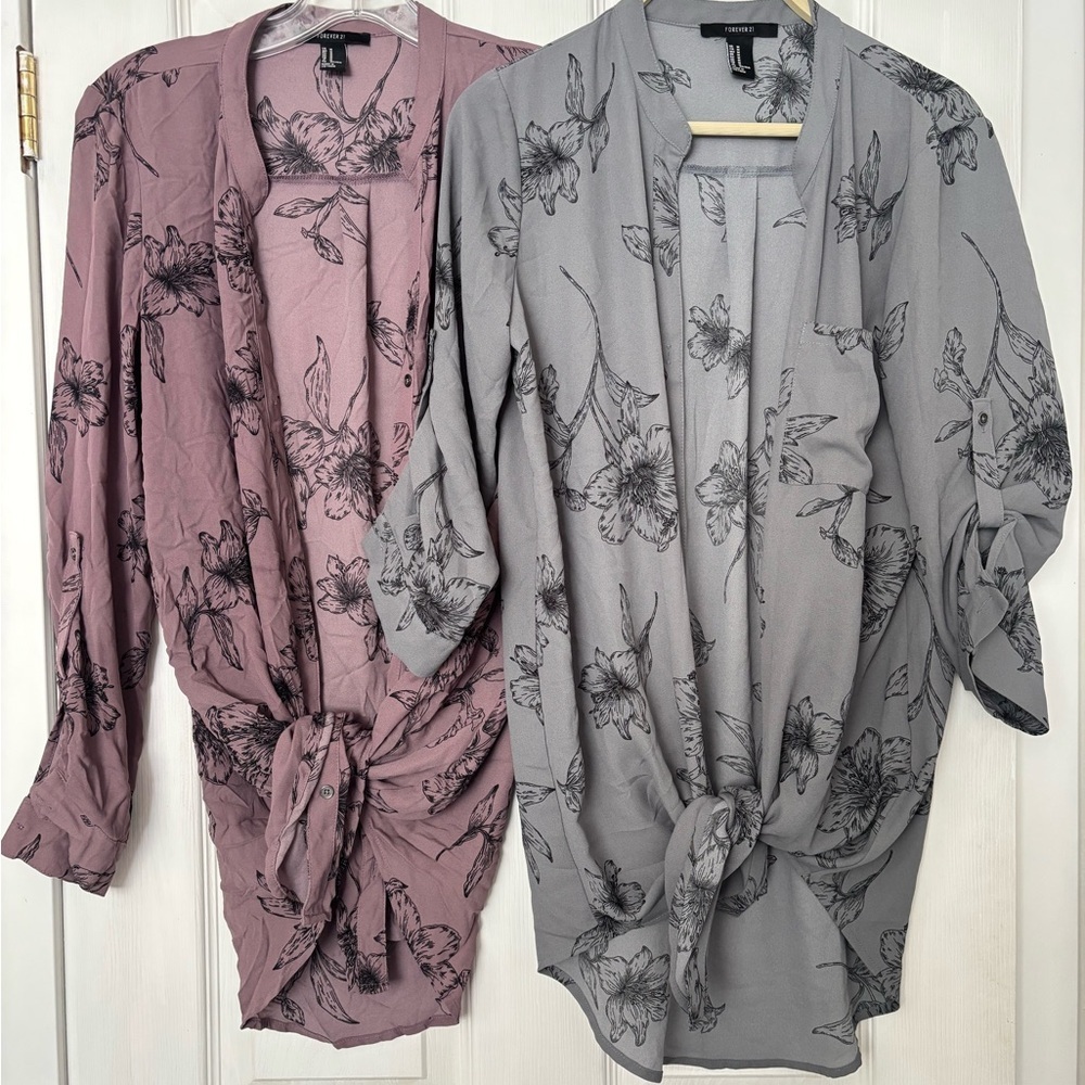 🔸 *free when added to bundle** Elegant Floral Blouse - Mauve and Gray